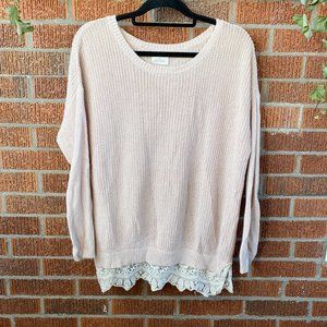 Pins and Needles Blush Pink Sweater Tunic Lace S